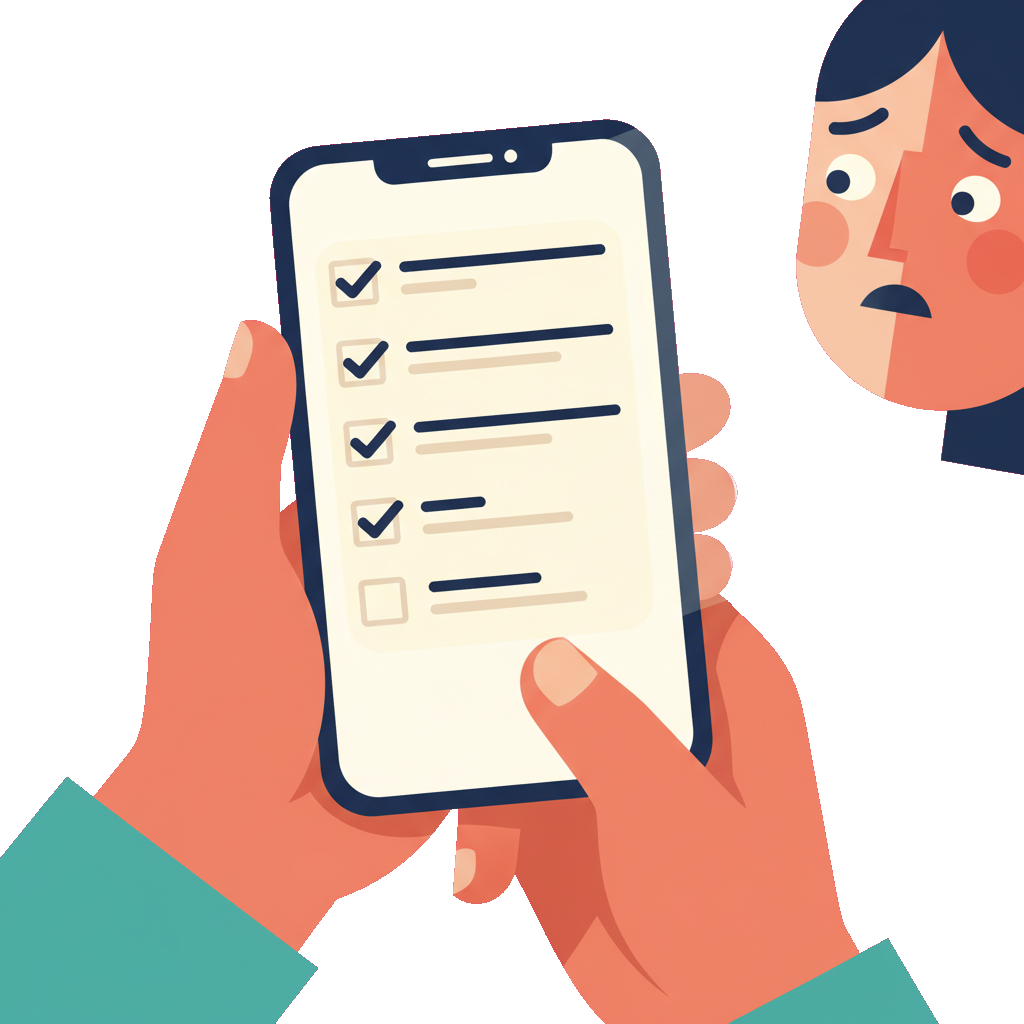 Clear checklist on phone screen